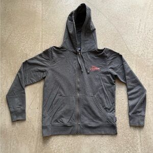 Patagonia Grey Zip Up Hoodie Fish Embroidery size Medium
